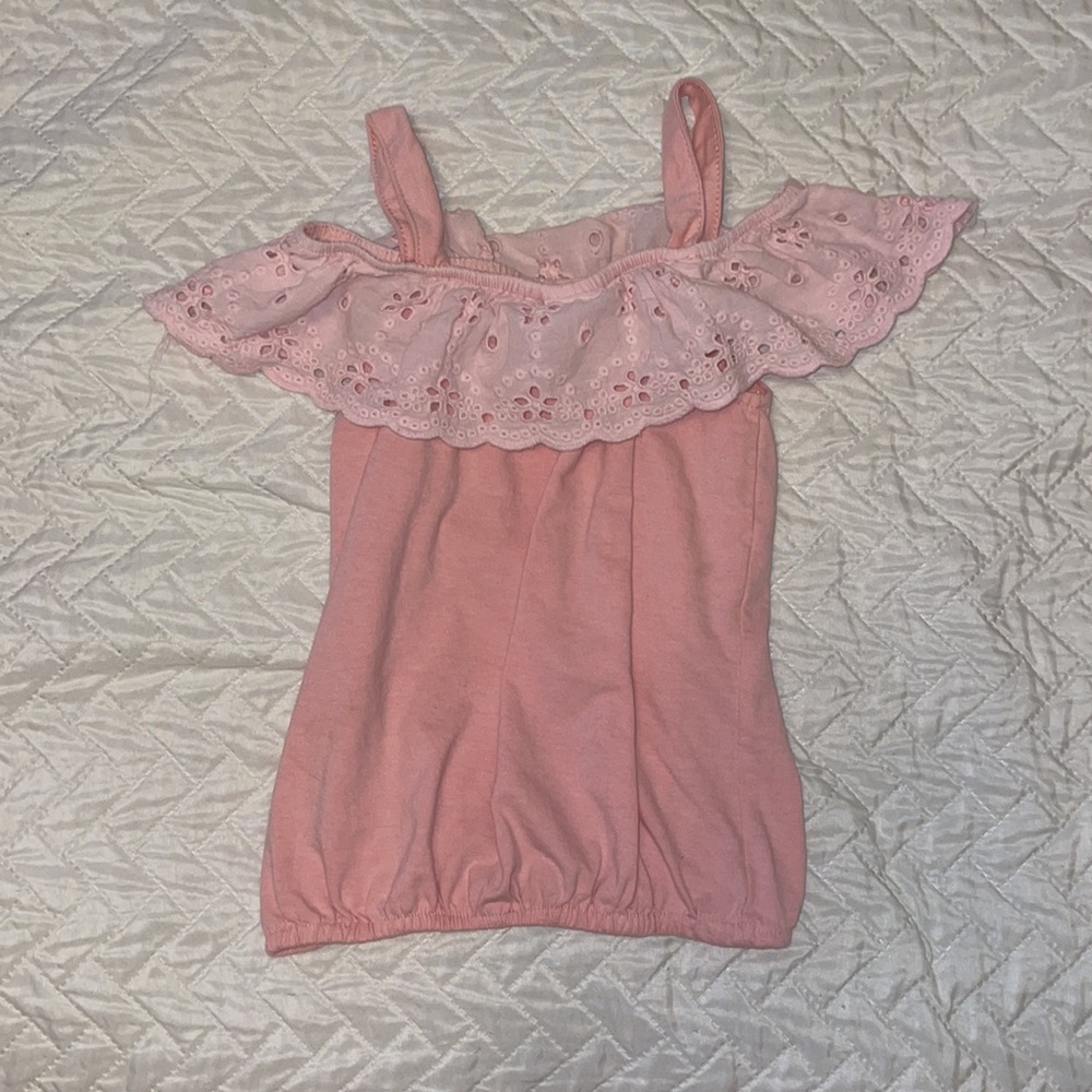 Girls Pink Ruffle Top - Picture 3 of 5